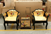 New Chinese classical gold foil hand drawn casual suit two chairs classical Chinese furniture casual chair coffee chair single sofa