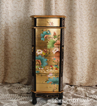 Hand-painted classical furniture double door seven-bucket cabinet jewelry cabinet jewelry cabinet Lotus Lotus Mandarin duck storage cabinet decoration cabinet display cabinet