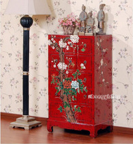 Festive furniture hand-painted furniture thirteen bucket CD cabinet locker storage cabinet method red plum blossom pattern bucket cabinet