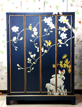 Blue hand-painted furniture Chinese furniture four-door shoe cabinet porch cabinet Hall Cabinet decoration cabinet locker