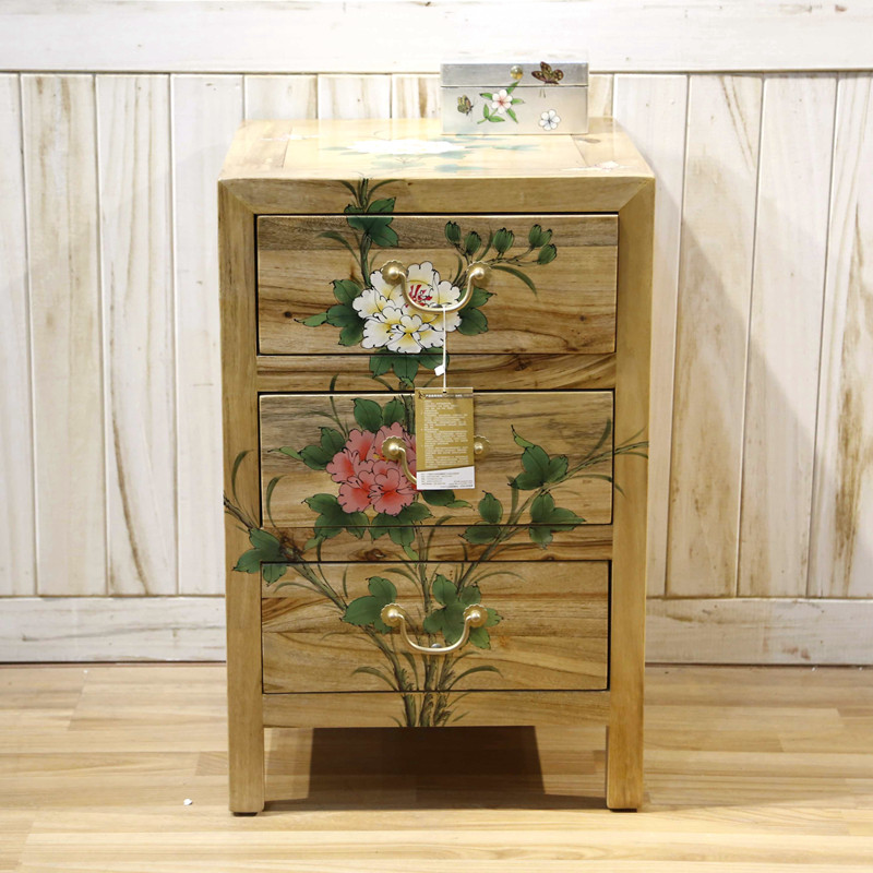 American Country Furniture Handdrawn Furniture Locker Solid Wooden Bucket Cabinet Ball Cabinet 3-Double Cabinet
