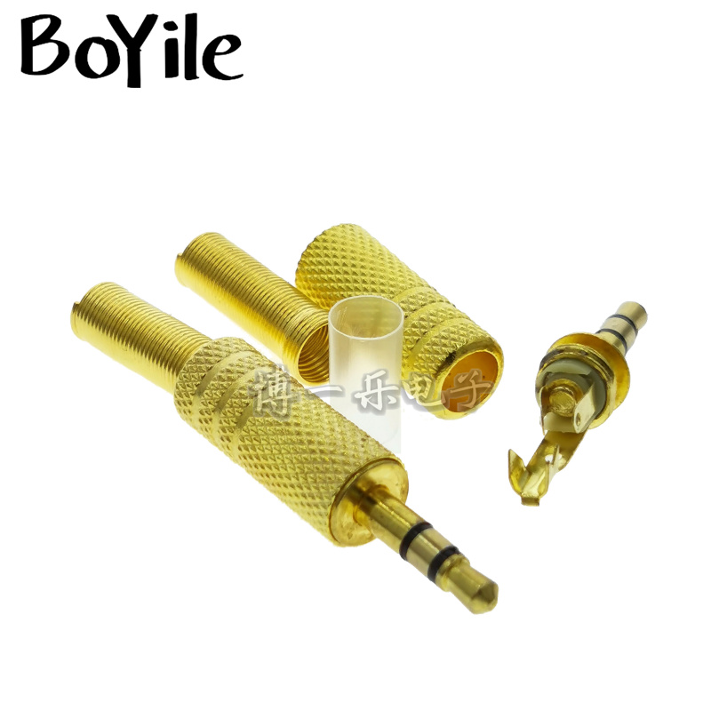 3 5MM two-channel three-section gold-plated headphone plug welding audio male stereo level 3