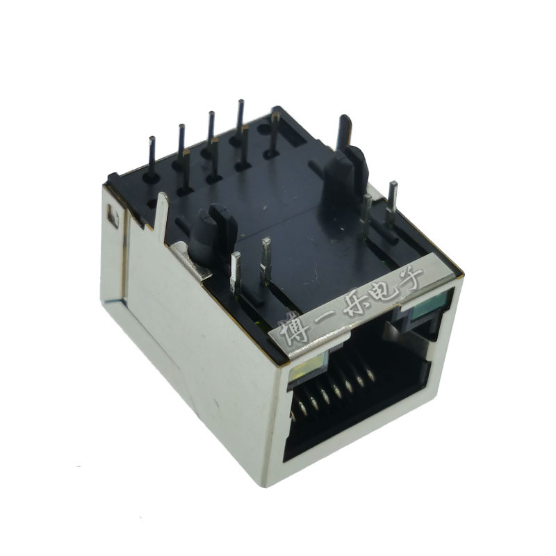 Network port socket RJ45 long body 21MM 8P8C with lamp with shielded network mother seat crystal head seat 