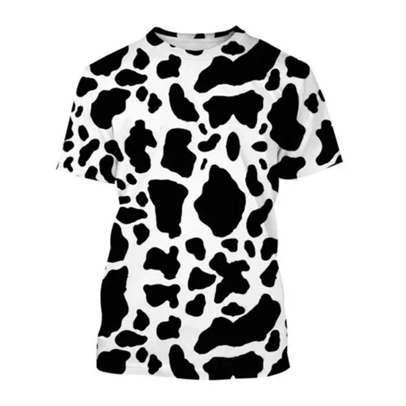 2025 Summer New Hot-Selling Cow Print Unisex Round Neck Short-Sleeve Top with 3D Digital Printing 2025 Summer New Hot-Selling Cow Print Unisex Round Neck Short-Sleeve Top with 3D Digital Printing