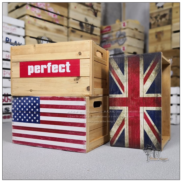 Japanese style ZAKKA wind solid wood lidless storage box Home office desktop sundries finishing box pattern custom wooden box