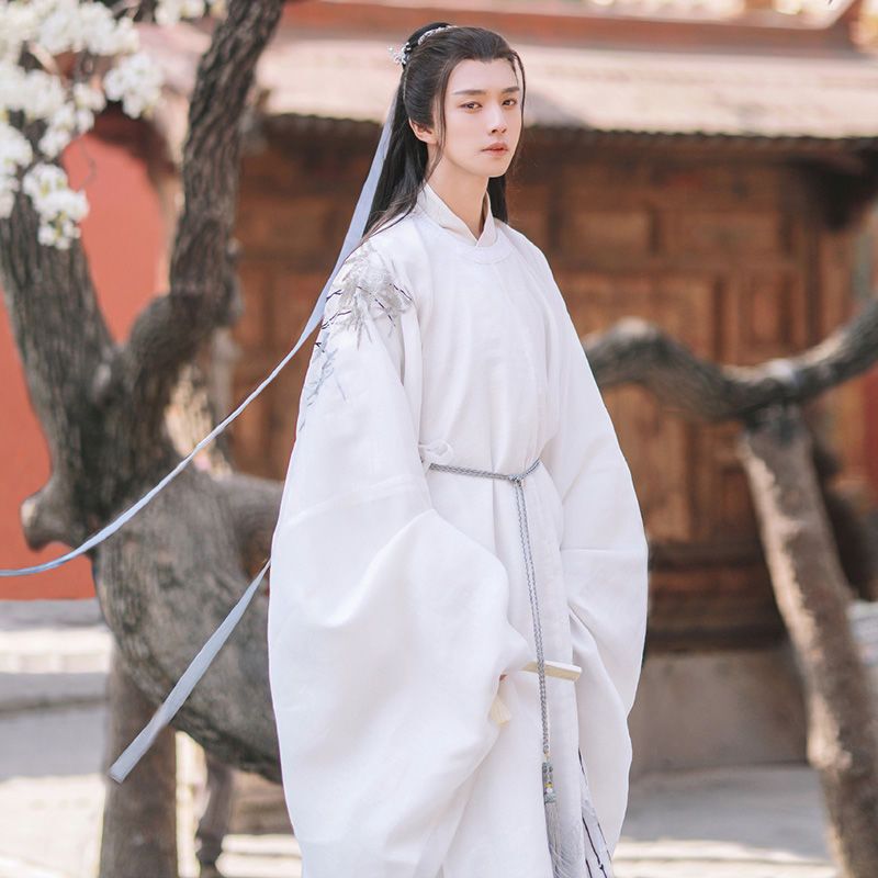 Ming-Style Round-Neck Robe Hanfu for Men and Women, Spring and Autumn White Couple's Fairy-Style Full Set, Fairy Warrior Prince Chinese Style Ancient Costume Ming-Style Round-Neck Robe Hanfu for Men and Women, Spring and Autumn White Couple's Fairy-Style Full Set, Fairy Warrior Prince Chinese Style Ancient Costume
