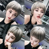 Новый список Douyin Женский женский короткий волос Bobo Head Fluffy Natural Net Red Realistic Dog Bangs Round Face Wig Wig