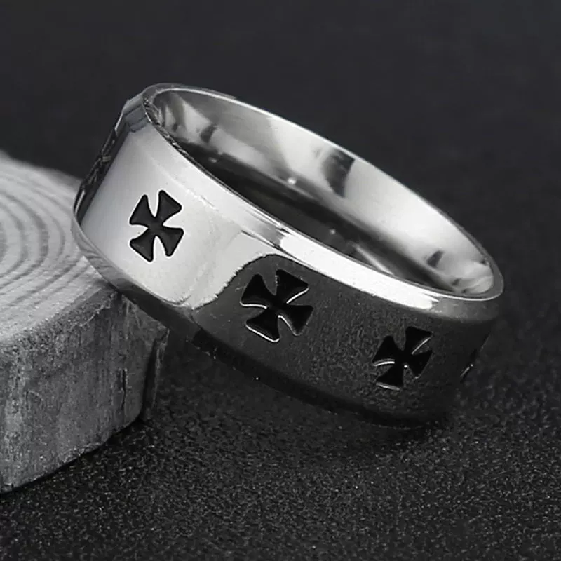 Nhẫn rồng nam Cross Skeleton Titan Steel Nhẫn Cá tính Trang sức nam Phụ kiện Cặp đôi Nhẫn nhẫn đôi bạc
