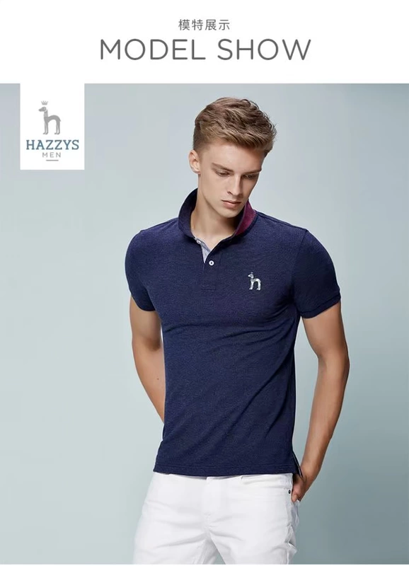 Haggis hazzys áo thun nam chính thức mùa hè tay ngắn nam xu hướng mỏng Áo thun cotton giản dị áo polo áo có cổ