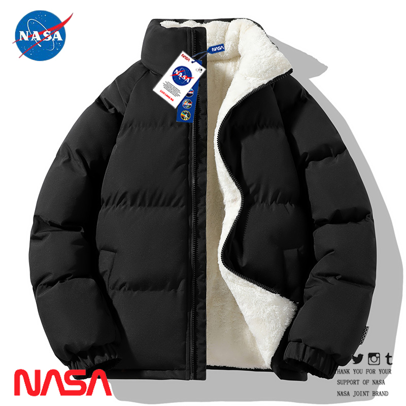 Nasa Co-Branded Cotton Coat for Men, Autumn and Winter, Thickened with Lamb Fleece, Loose-Fitting Trendy Brand Winter Clothing, Couple's Cotton Jacket