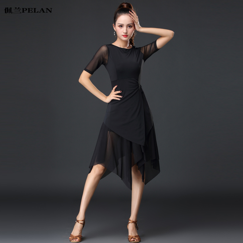 2019 Latin dance training clothes female new adult Latin dance art test clothing dress mesh sexy training clothes
