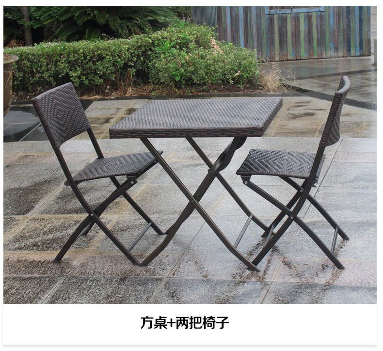 Ouweibao bàn ghế ngoài trời ban công đồ nội thất mây ghế ba năm mảnh ngoài trời vườn giải trí kết hợp gấp bàn ghế ban công nhỏ