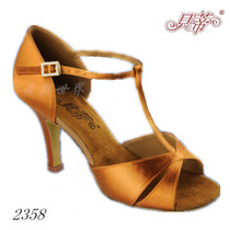 Betty Dance Shoes Lady Latin Shoes 2358 Satin Face Deep Skin Adult Latin Dance National Mark Dance Shoes Soft Bottom