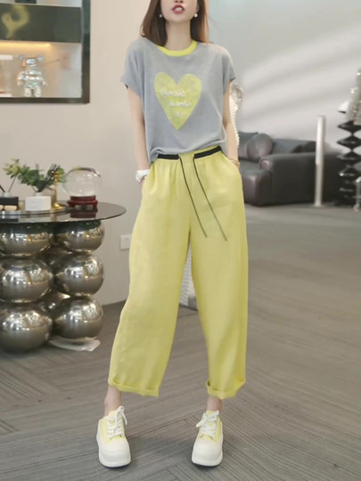 La Chapelle, traje deportivo informal para mujer, novedad de verano 2025, moda holgada, pantalones de pierna ancha de manga corta, conjunto de dos piezas a la moda