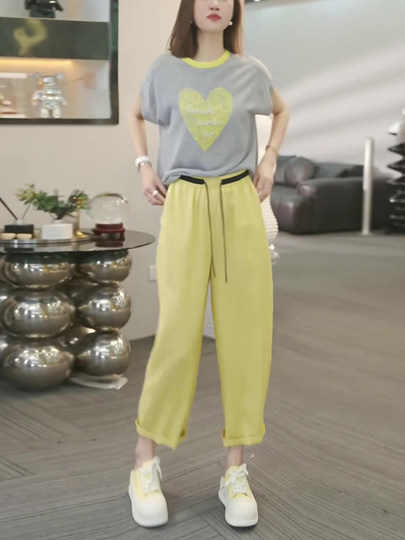 La Chapelle, traje deportivo informal para mujer, novedad de verano 2025, moda holgada, pantalones de pierna ancha de manga corta, conjunto de dos piezas a la moda