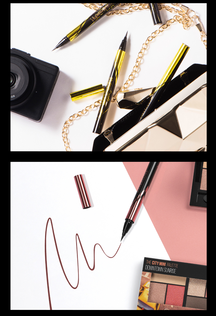 Maybelline bút vàng nhỏ mới bắt đầu rất mịn không thấm nước dễ dàng để vẽ bút kẻ mắt dày màu đen nhanh khô chống nhòe chính hãng - Bút kẻ mắt sáp kẻ mắt