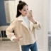 Petite ngắn 145xs nữ cao 150cm khí chất nhỏ thơm gió ve áo ngắn dày áo mùa thu và mùa đông thủy triều áo khoác kaki nữ có mũ Áo khoác ngắn