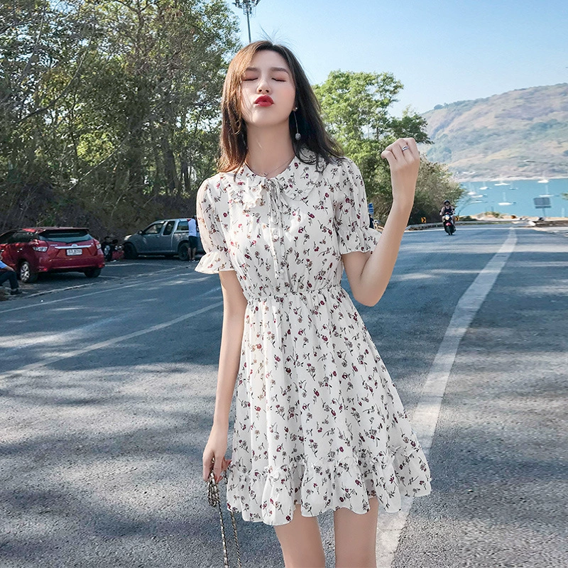 Summer XS Womens 155 Petite Short 150CM Cao 145 Small Fresh Floral Fairy Dress Voan - váy đầm