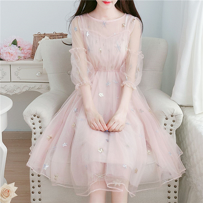 Fairy Dress, Super Fairy-Like Summer Dress, 2025 New Style, Korean Version of Sweet Girl Dress for Junior High and High School Students