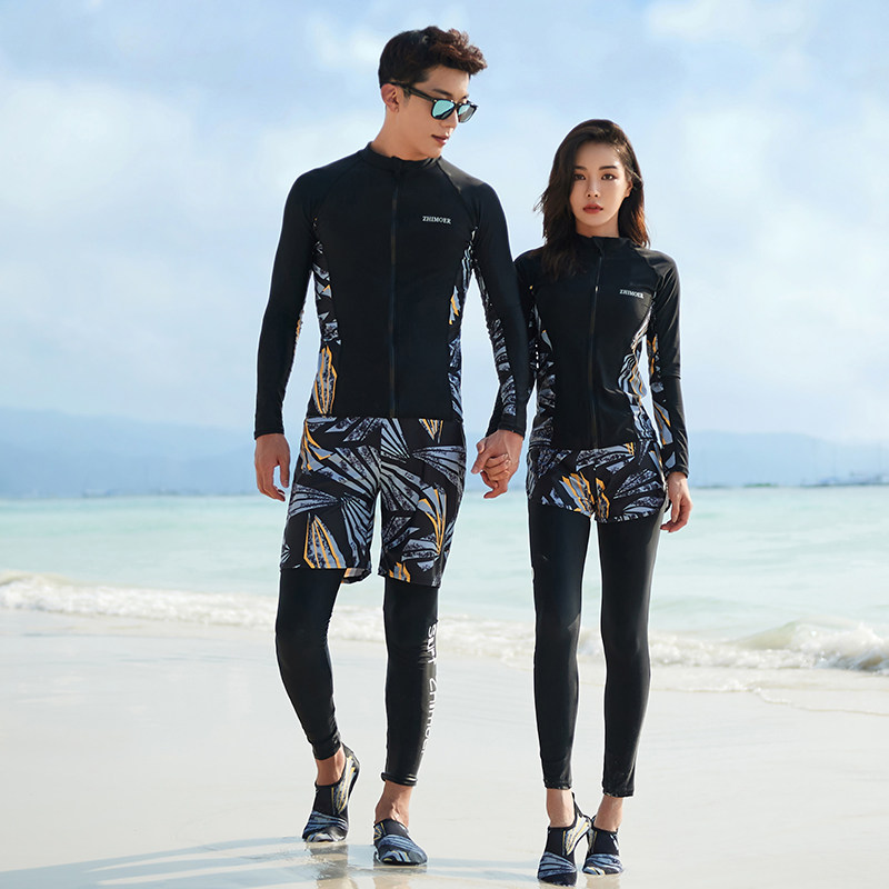 Diving suit female long sleeve trousers split sunscreen dry couple snorkeling suit Surf swimsuit suit jellyjian