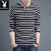 Playboy Mùa thu nam Áo thun dài tay Hàn Quốc Áo thun sọc cotton Hàn Quốc Áo sơ mi trẻ trung giản dị áo thun polo nam Polo