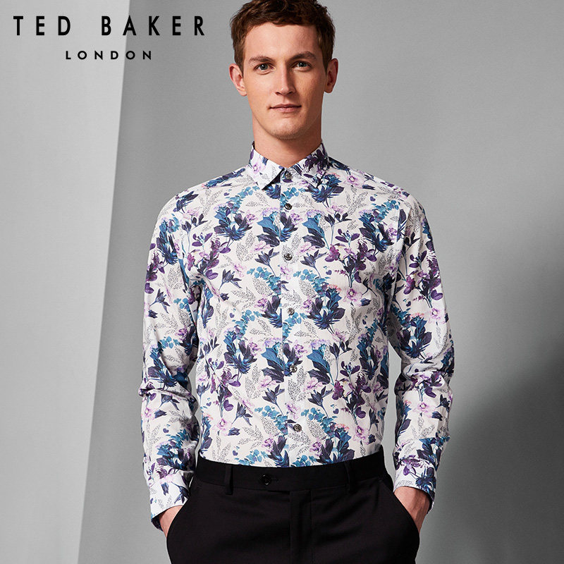 TED BAKER Men's FASHION GORGEOUS flower print LONG sleeve Shirt
