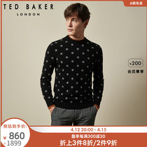 TED BAKER Autumn Winter Mens Trends Casual Stars Printed Round Collar Sleeve Head Wool Knit Cardiovert 252938