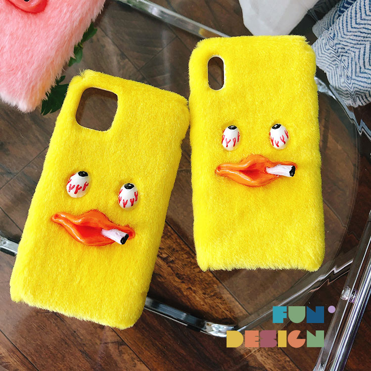 Thai designer 13 14pro max cute plush three-dimensional up to duck cartoon all-inclusive drop-proof mobile phone case