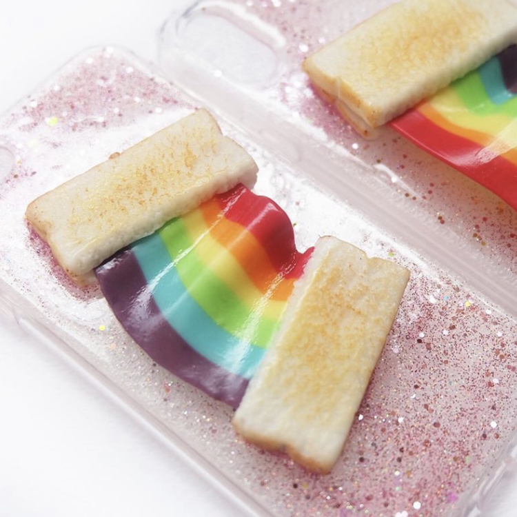 Thai designer 12 13pro max rainbow toast fun simulation food handmade all-inclusive drop-proof mobile phone case