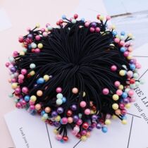 Photo 100 root about 400 grams of black rubber band colored beads bean skin band hair rope Hairband finished DIY jewelry