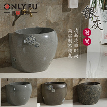 New Chinese gray balcony round ceramic mop pool indoor and outdoor floor towing basin large mop pool imitation stone mop pool