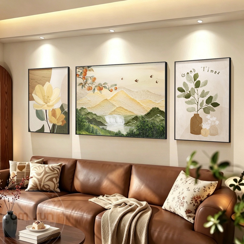 Prosperity Basin Living Room Decorative Painting, Flowing Water Brings Wealth, Good Meaning, Landscape Scenery Wall Art, Mountain Backdrop Sofa Background Wall Hanging Painting