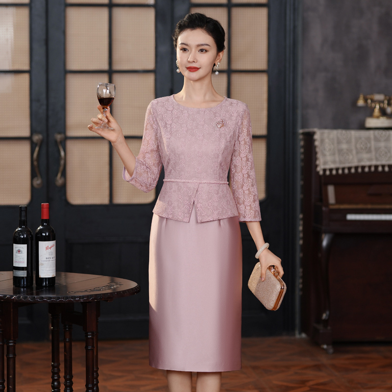 Middle-Aged Mother's Wedding Dress, Mother-In-Law's Wedding Banquet Outfit, Daughter's Wedding, Mother-In-Law's Wedding Banquet Attire, Can Be Worn Casually in Spring and Autumn