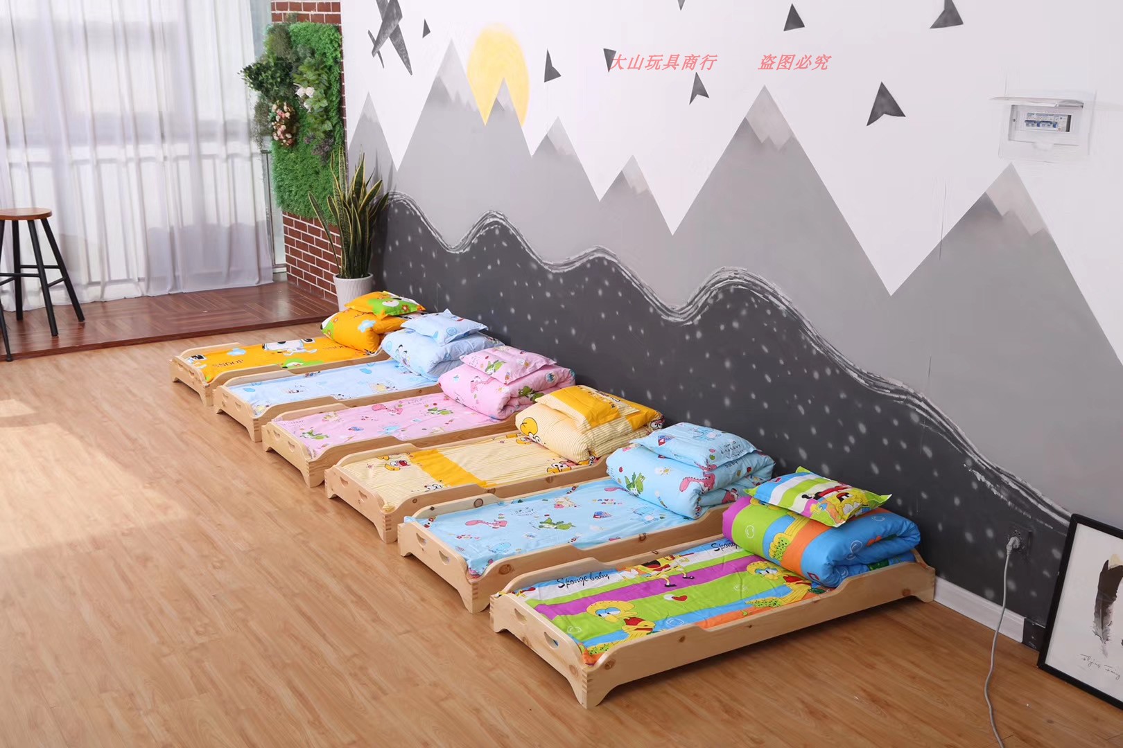Kindergarten quilt Three-piece set of core baby into the garden bedding Six-piece set of children's bed quilt Nap quilt pure cotton