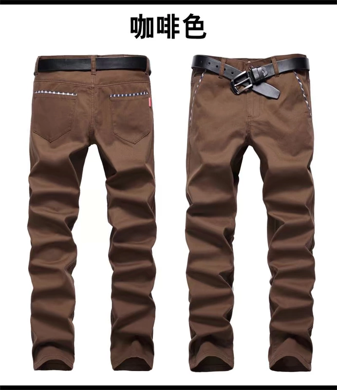 Quần yếm nam Quần âu nam mùa thu Mới Thanh niên Slim Straight Eo Cotton Sinh viên Quần dài Xu hướng quần áo nam