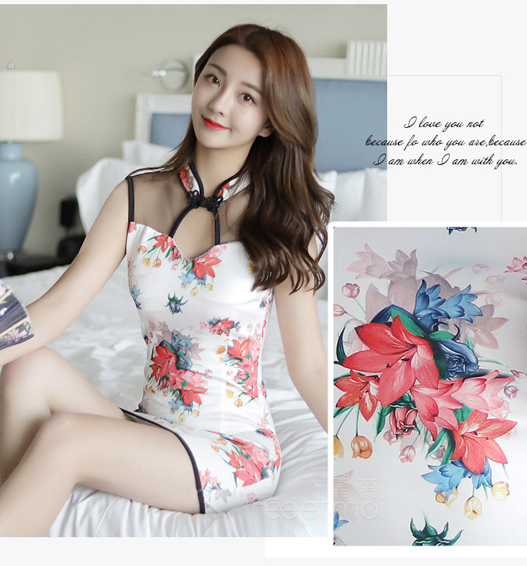 Sexy lingerie sexy cheongsam tight perspective package hip skirt ...