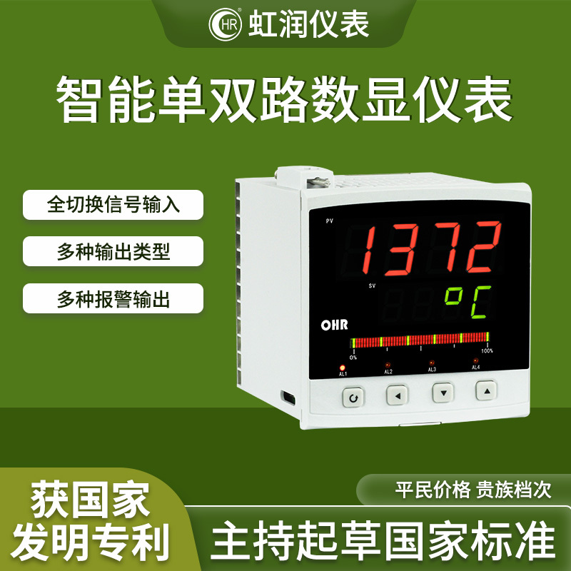 Hongrun Single/Dual-Channel Digital Display Meter with Light Column Intelligent Temperature 4-20Ma Liquid Level Pressure Display Controller E100