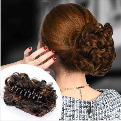 Hairclip Hair Grab Clip Wig Female Hairband Hair Bag Curser Pull Flower Short Curly Hair Bud Female floral headdress Fluffy Hairband