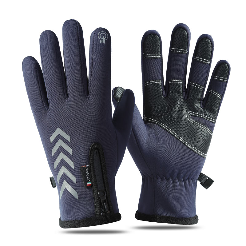 Bicycle riding gloves Winter men's and women's full finger touch screen outdoor ski electric bike velvet warm gloves