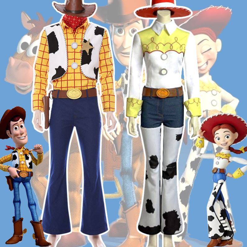 Toy Story 4 Woody and Jessie Cosplay Costumes Real-Life Anime Men's and Women's Cosplay Clothes Cowboy Sheriff