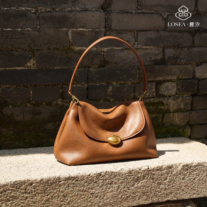 [Same Style as Zhao Zhaoyi] Losea Luxi Original Design of the Series "Mian (Cotton)"; Oriental Aesthetic Yuanbao Bag, Underarm Bag for Women