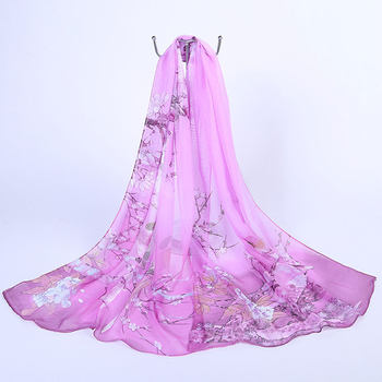 Spring, autumn and winter new chiffon printed thin silk scarf