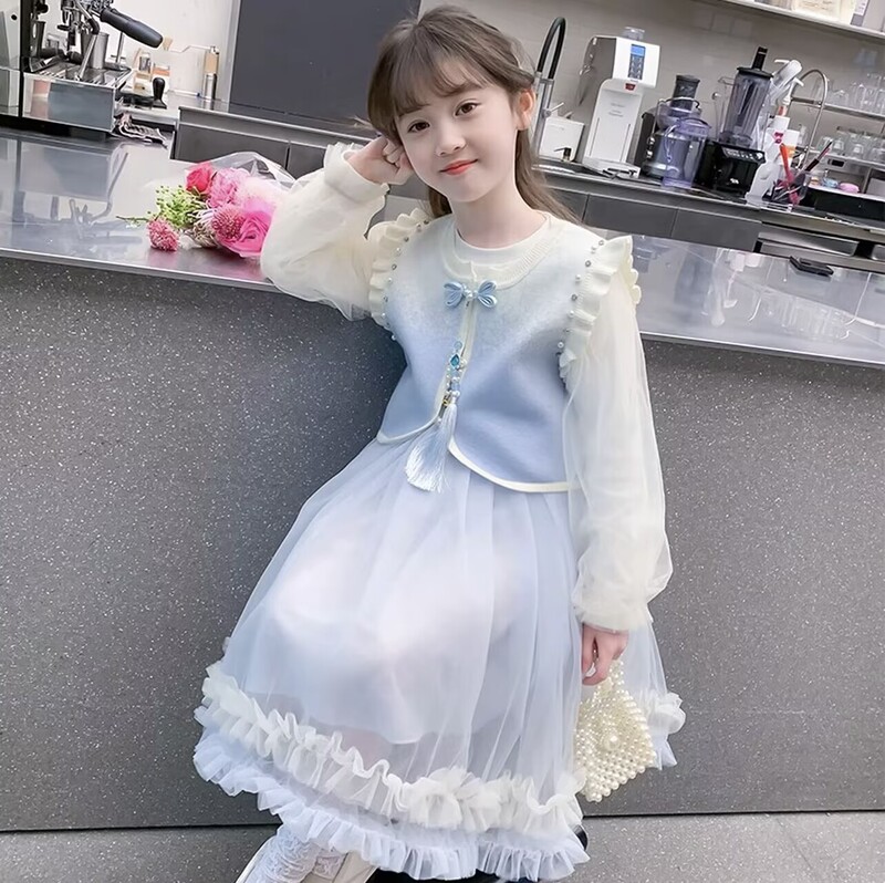 Girls' Hanfu Dress 2026 New Spring Collection Children's Traditional Chinese Style Princess Dress Spring and Autumn Girls' Trendy Dress