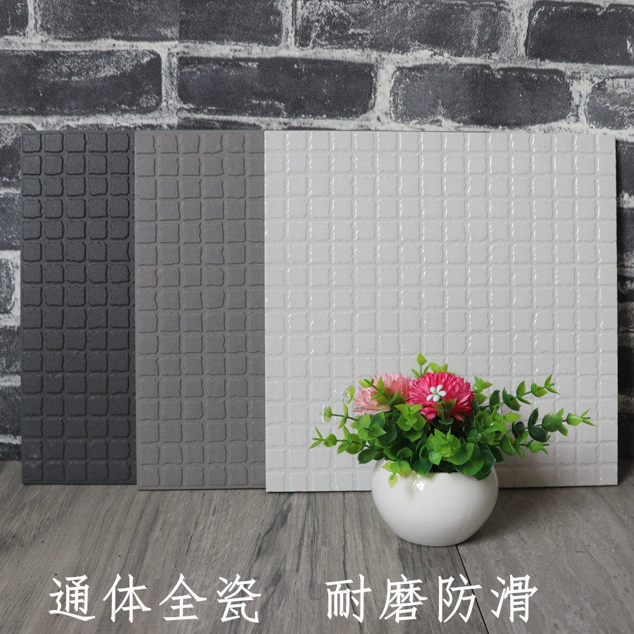 Gray and white whole body antique tiles 300*300 toilet bathroom non-slip floor tile balcony bathroom lattice slot