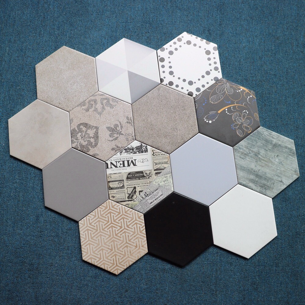 Nordic Floor Tiles Dressing Room Hexagonal Brick Cement Flower Brick Kitchen Grey White 6 Corner Brick Honeycomb Tile Hexagon Wall Brick