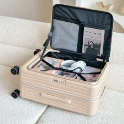 New Side-Opening Suitcase for Women, Large Capacity, Expandable Pc Trolley Case, 20inch Carry-On Suitcase for Men, Silent Travel Suitcase