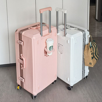 Extra Large Capacity Aluminum Frame Suitcase for Women 28inch Shock-Absorbing Brake Wheels Password Travel Suitcase for Men 32inch Thickened Trolley Case