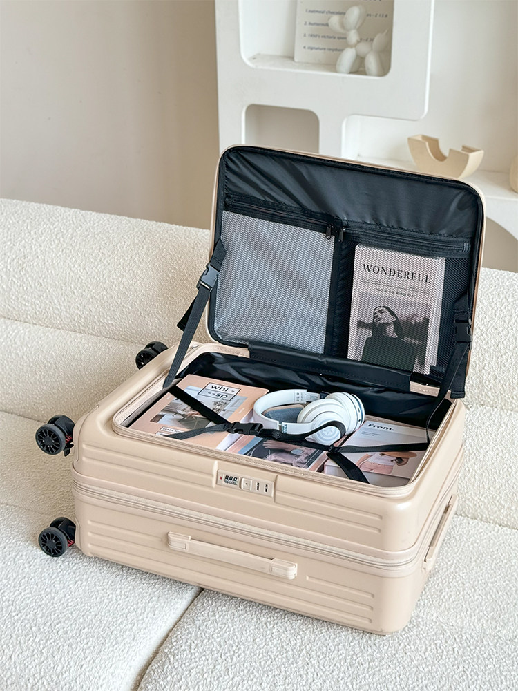 New Side-Opening Suitcase for Women, Large Capacity, Expandable Pc Trolley Case, 20inch Carry-On Suitcase for Men, Silent Travel Suitcase