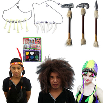 Indian weapon Necklace Wig Large feather headdress COS Savage dress African indigenous people Oil bow and arrow