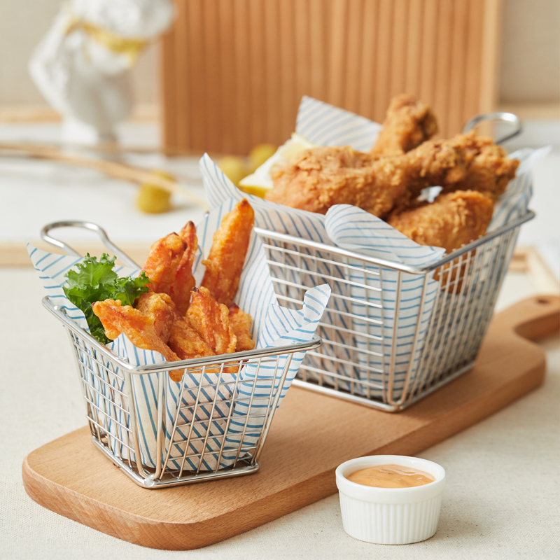 West Restaurant Coffee Shop Hotel Creative Cutlery Supplies Stainless Steel 304 Fries Basket Snack Basket Mini Small Fried Basket